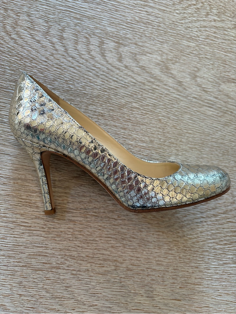 kate spade Karolina Metallic Python Leather Gold Pump